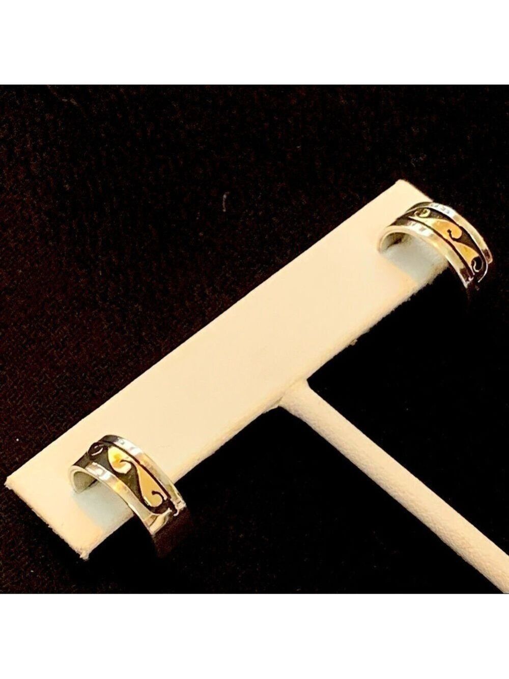 SCOTT SKEETS Sterling silver 14 K gold overlay Navajo handmade hoop earrings